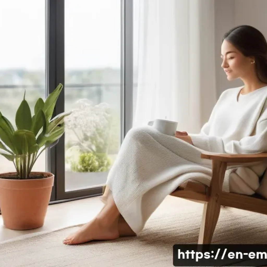 자기 돌봄과 자기 개발의 관계 - **"Reclaiming Serenity from the Daily Grind"**
A peaceful and inviting indoor scene featuring a ...