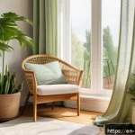 Home 23 자기 돌봄을 위한 자율성 증진 방법 - A cozy, sunlit home corner dedicated to self-care, featuring a comfortable armchair with a soft thro...
