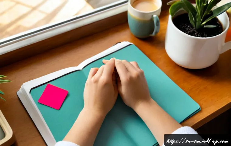 Home 17 자기 돌봄을 위한 주간 계획표 작성하기 - Photorealistic overhead view of a calm home workspace for creating a weekly self-care plan, an adult...